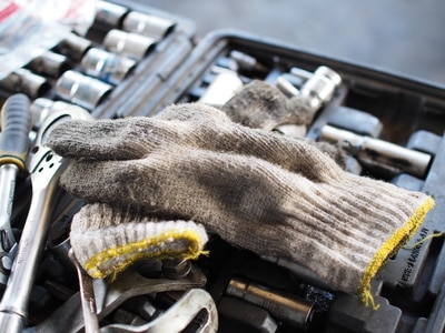 car engine with tools